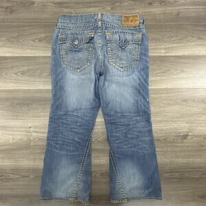 True Religion Joey Super T Bootcut Jeans Mens 38x30 Thick Stitch Flap Pocket Y2K